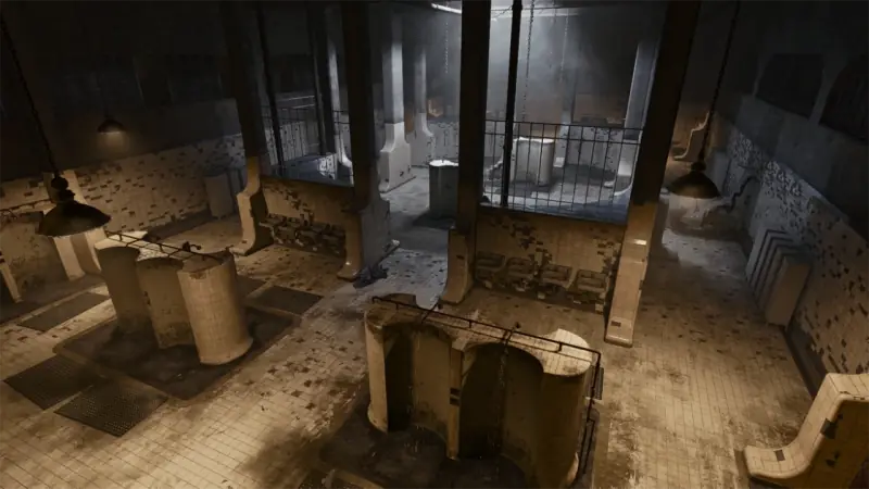 Binnenkant van de Gulag met hekken en tegelwerk